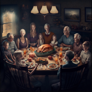AI-created image of Thanksgiving dinner