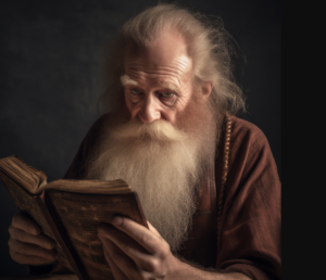 An old man reading the Bible